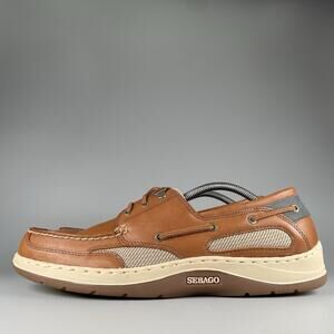Sebago Clovehitch II Men’s Size 12 W Brown Leather 3 Eye Lace Up Boat Shoes GUC